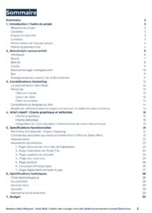 Sommaire cahier des charges site web